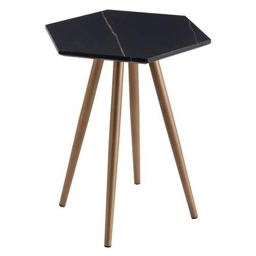Faux Marble End & Side Table with Dark Metal Legs V4910