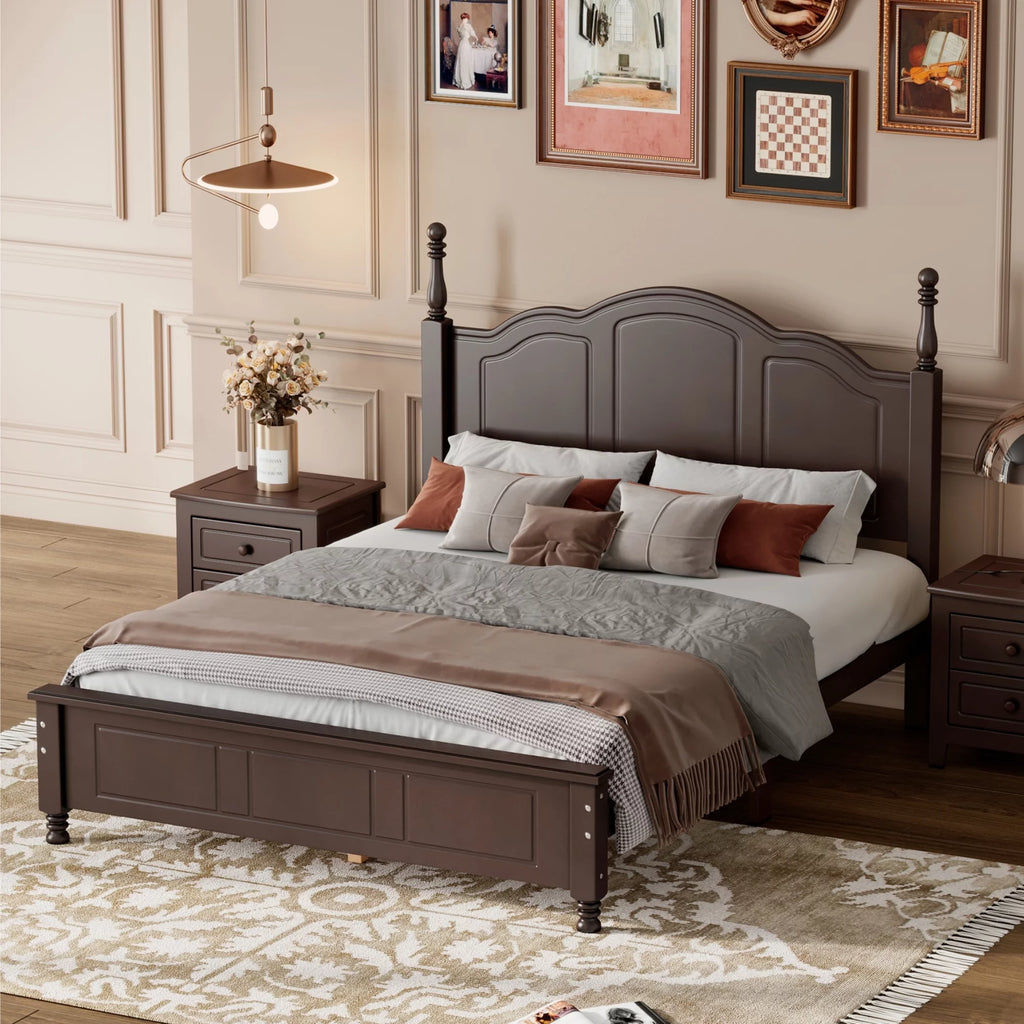 Full Size Wooden Platform Bed Frame with Slat Support J906847
