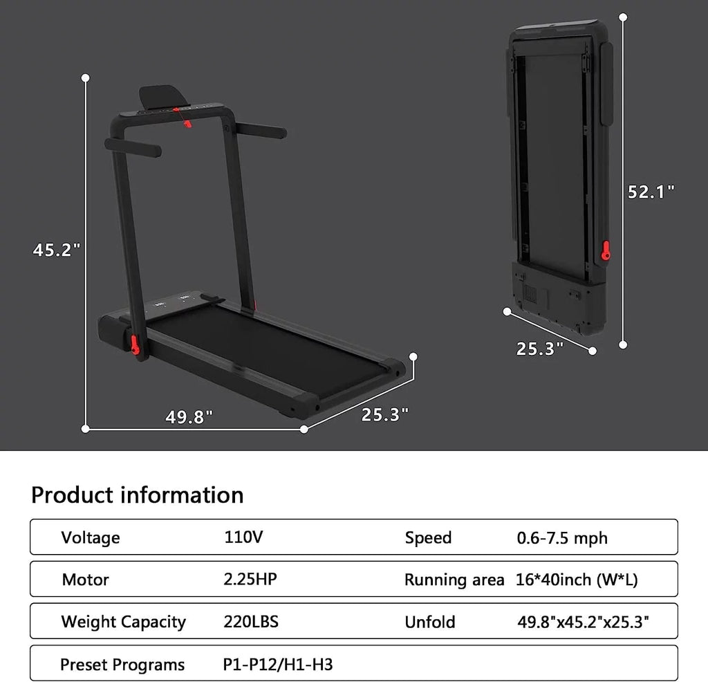 2 in 1 Folding Portable Under Desk Treadmill J98156