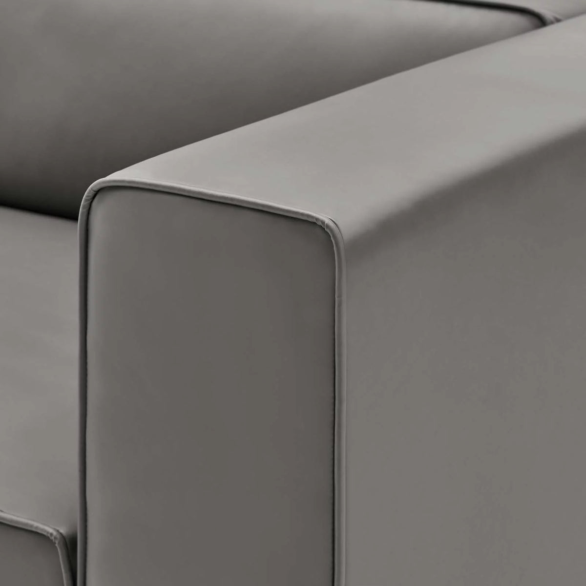 Grey Faux Vegan Leather Sectional Sofa Set Y42484