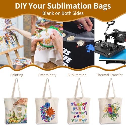 10 Pack Canvas Tote Bag with Zipper D52502