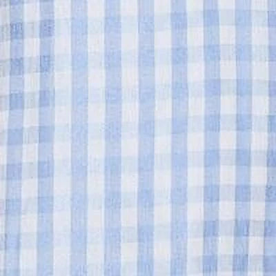Blue Ruffled Button Detail Lined Gingham Flutter Sleeve Short Shift Dress P7912
