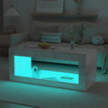 47.3IN High Gloss LED Coffee Table with Marbling Print V539683