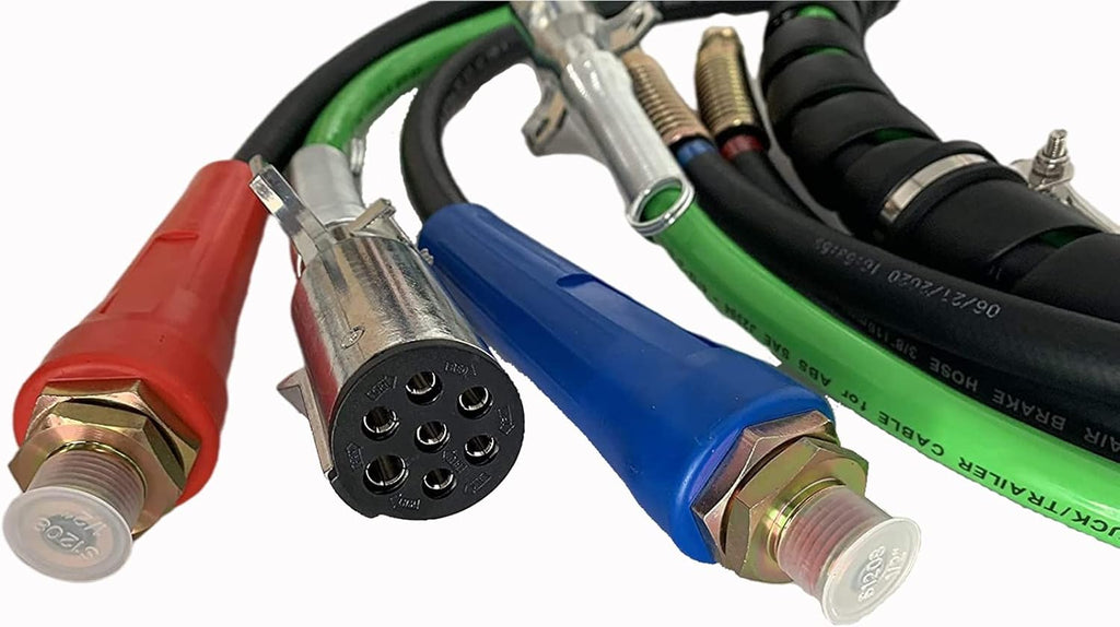 Semi Truck Trailer Tractor 3-in-1 Wrap Set ABS Air Power Line Hose Wrap 7 Way Electrical Rubber Air Hose Electrical Cable Wrap Air Line Hose 15' I4560