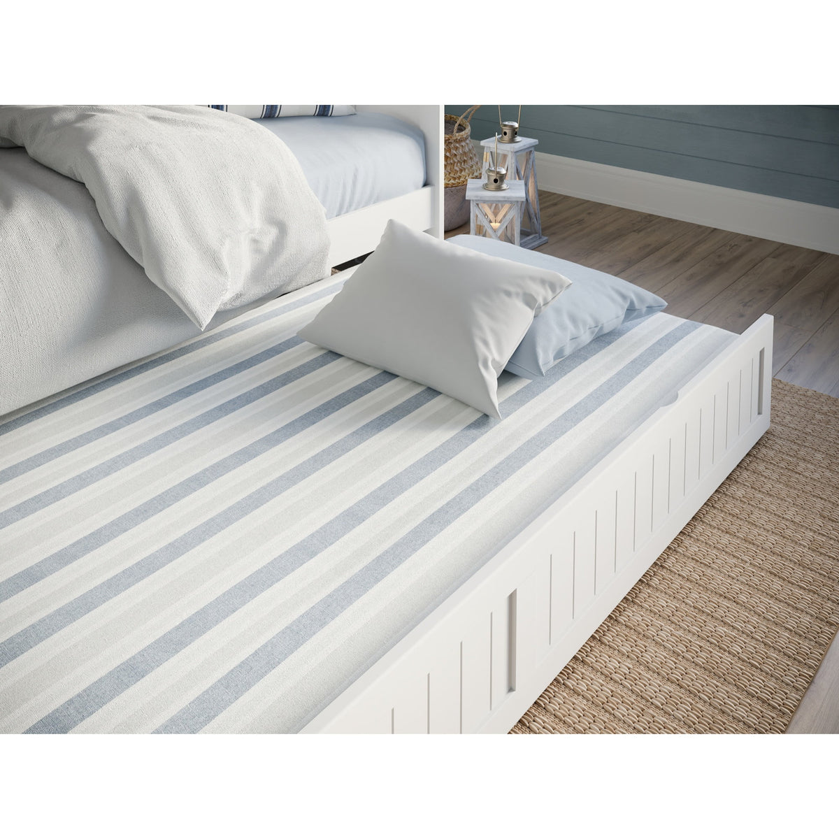 Twin Wood Daybed with Trundle in White P867114