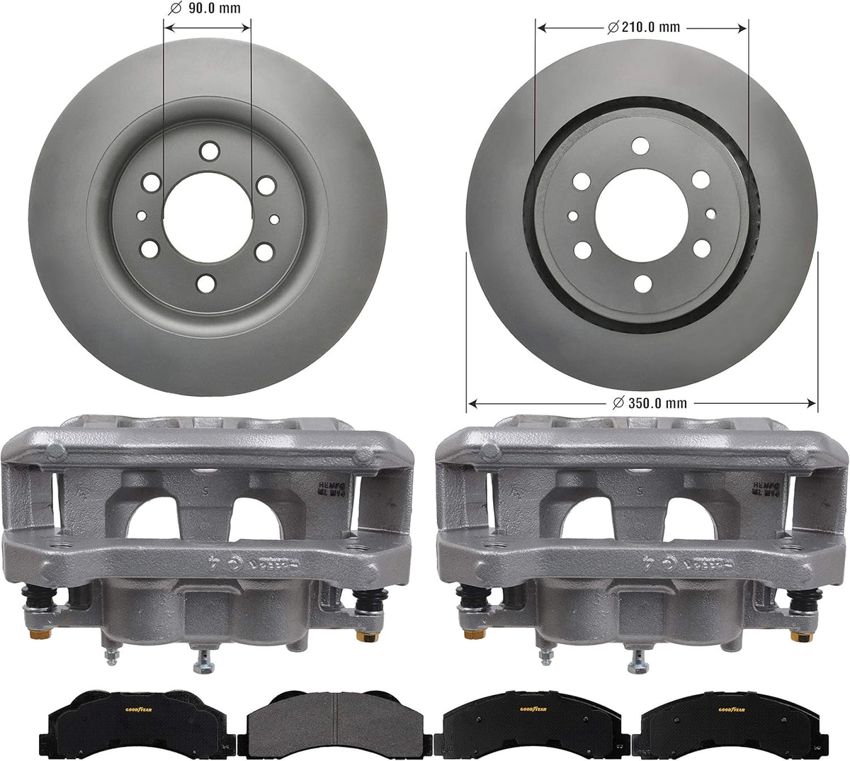 Front Brake Kit Calipers Rotors Ceramic Pads R47263