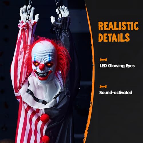Hanging Scary Clown Decoration with LED Lights F31732