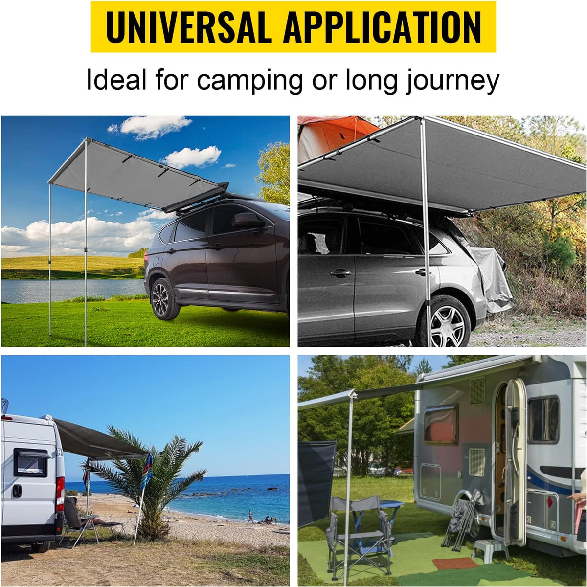 5'x8.2' Retractable Waterproof UV50+ Car Side Awning with Carry Bag O450557