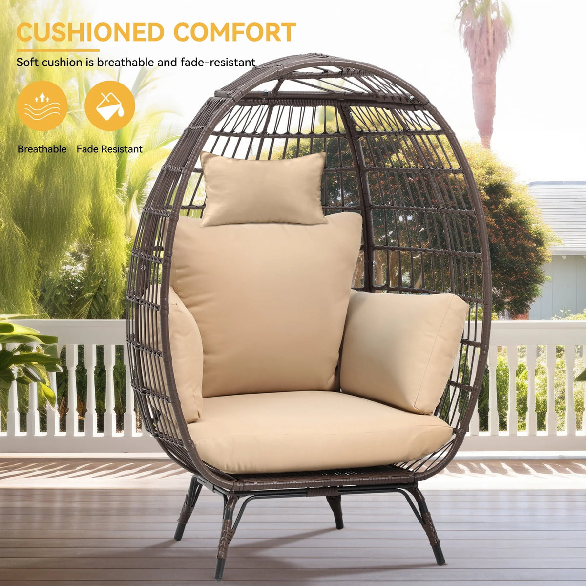 Egg Chair with Cushion Wicker PE Rattan V1536