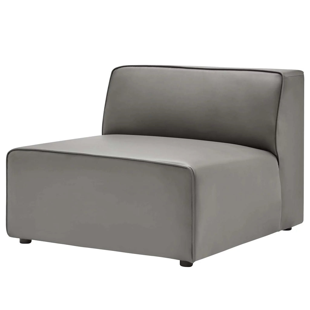 Grey Faux Vegan Leather Sectional Sofa Set Y42484