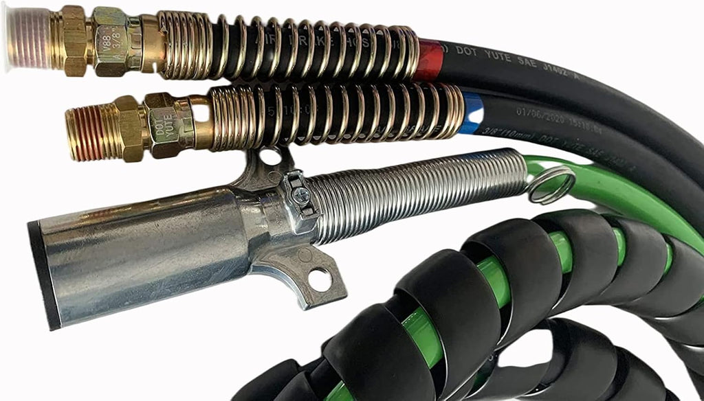 Semi Truck Trailer Tractor 3-in-1 Wrap Set ABS Air Power Line Hose Wrap 7 Way Electrical Rubber Air Hose Electrical Cable Wrap Air Line Hose 15' I4560