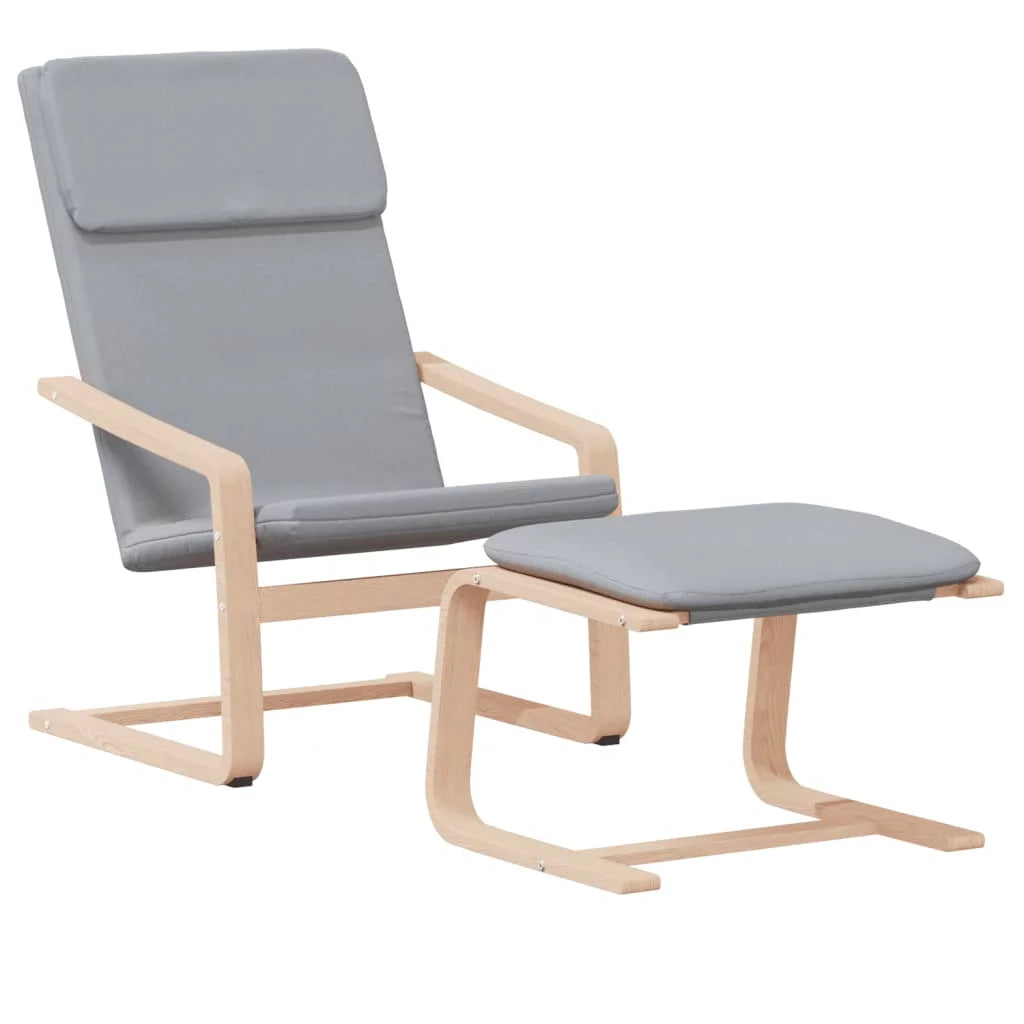 Light Gray Fabric Relaxing Chair with Footstool D4484
