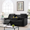 Black 3-Seater PU Recliner Sofa with 2 Cup Holders U30897