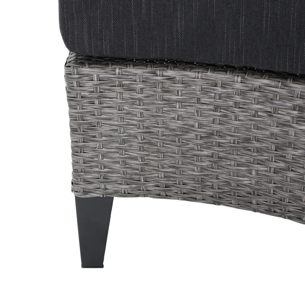 Outdoor Wicker 4 Seater Half Round Sofa Set with Fire Pit V746102