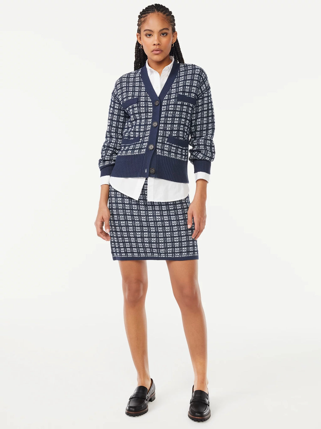 Tweed Mini Sweater Skirt P3703