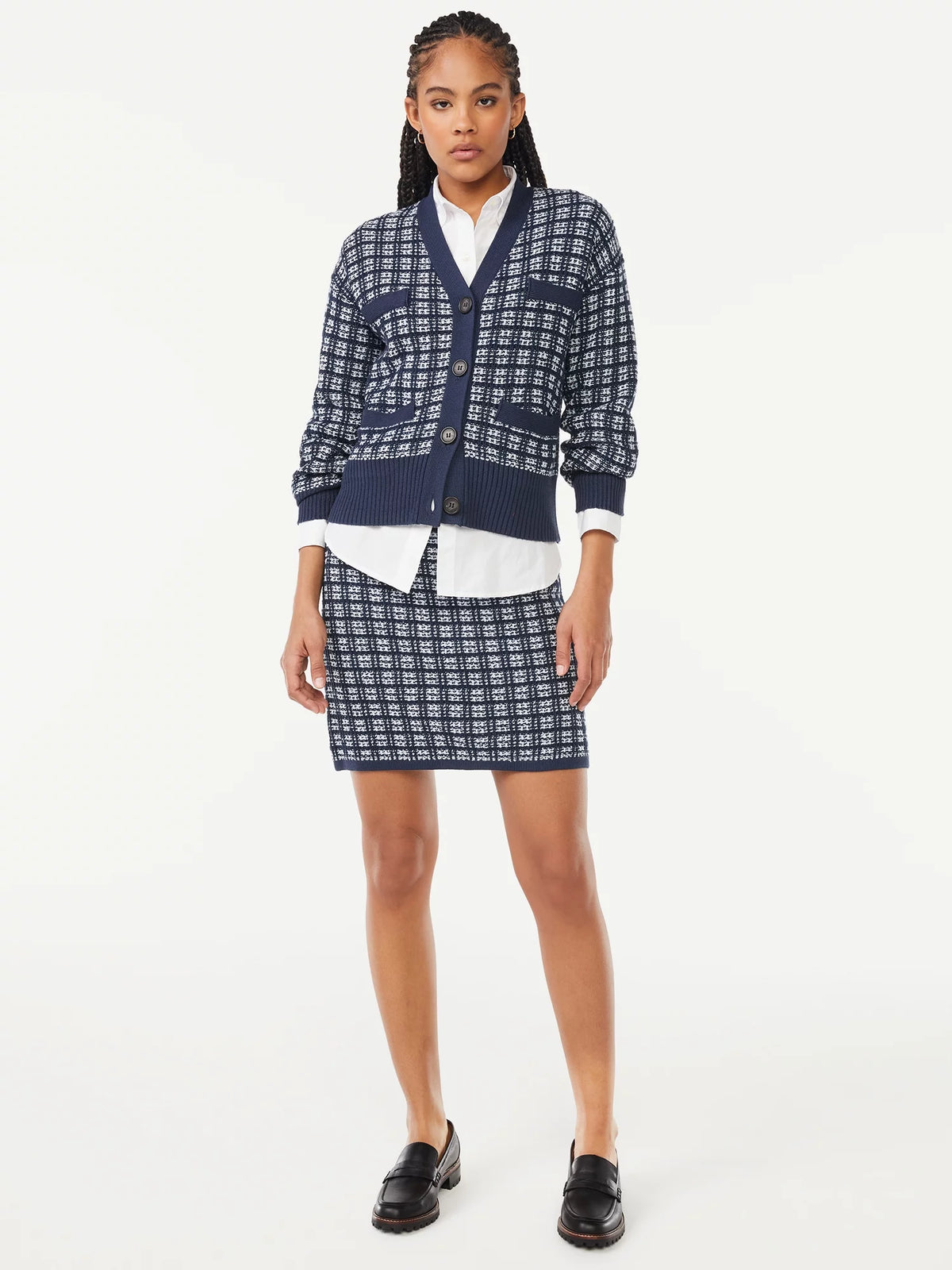 Tweed Mini Sweater Skirt P3703
