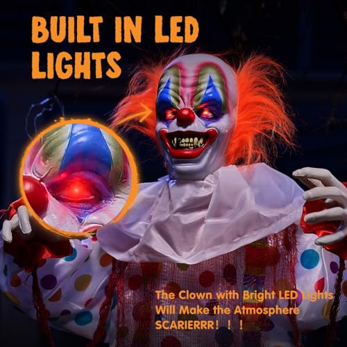 Hanging Scary Clown Decoration with LED Lights F31732