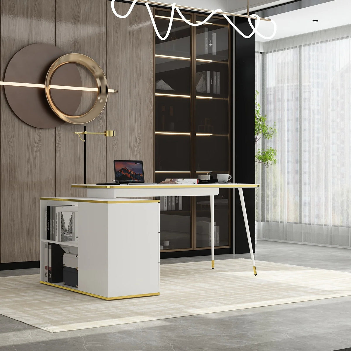 55.1" Corner Computer Desk F98833