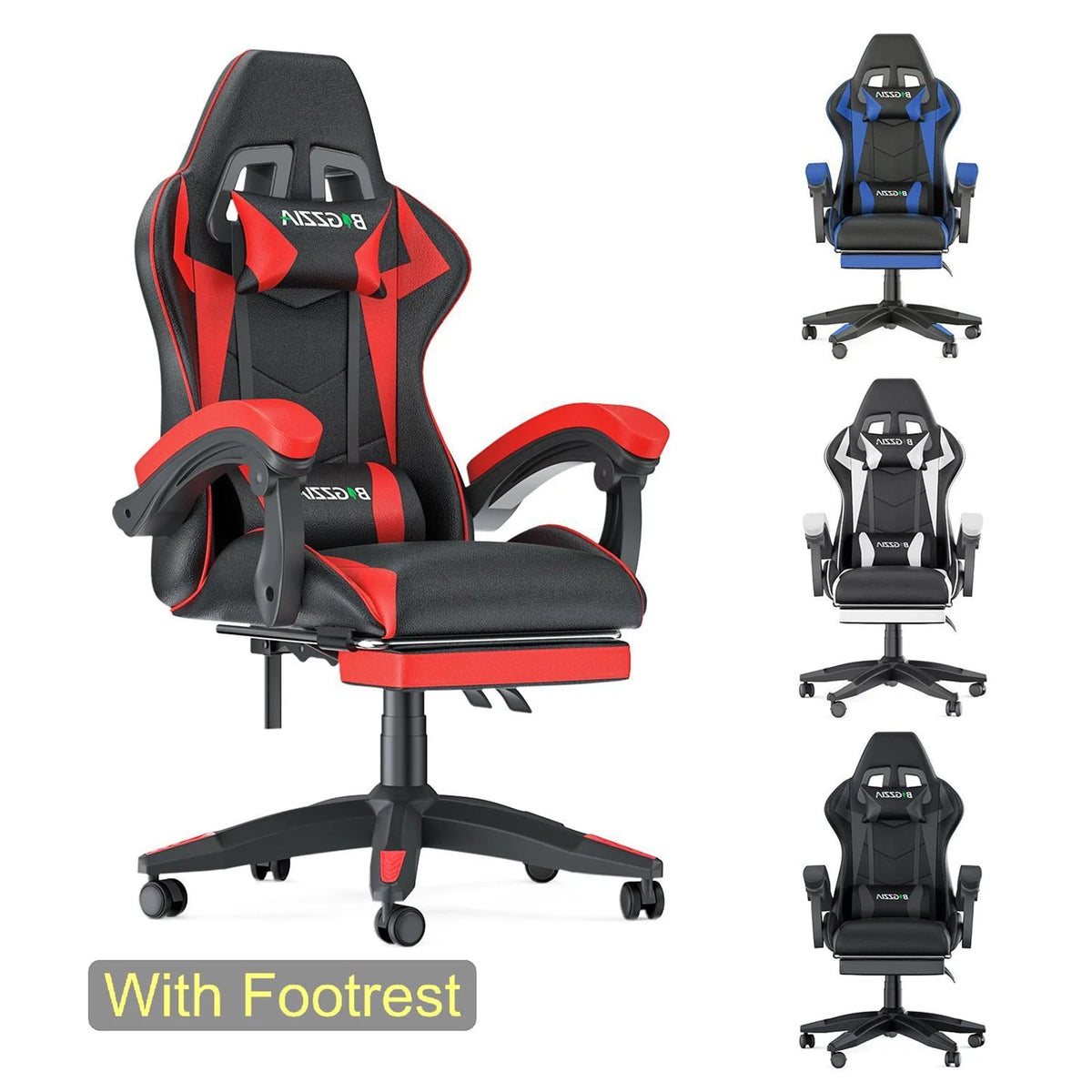 Pink Gaming Chair with Lumbar Support and Headrest L1527