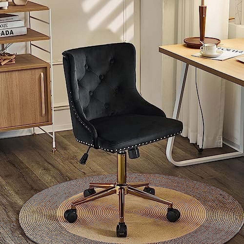 Olive Green Velvet Upholstered Armless Desk Chair W4265