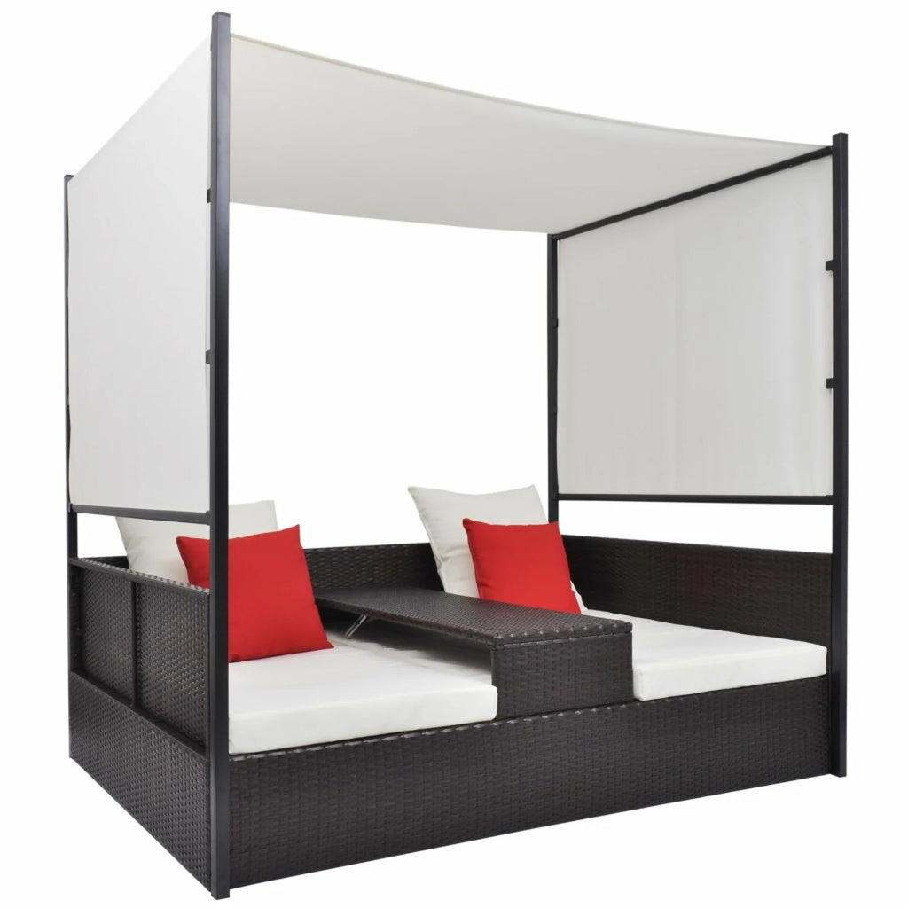 Brown Poly Rattan Patio Bed with Canopy Z787