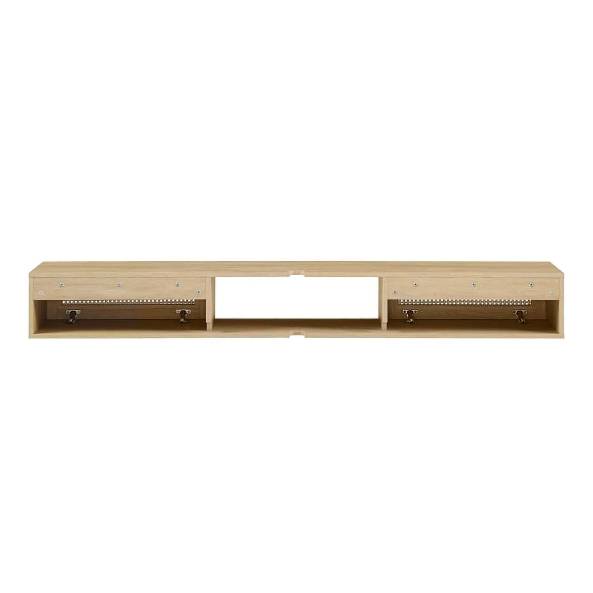 70" Oak Wood TV Stand with Rattan Doors Z851774