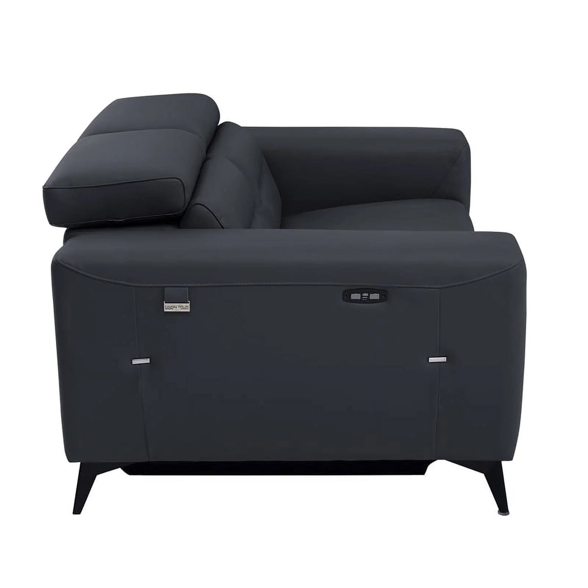 Dark Gray Italian Leather Power Recliner Loveseat W704115