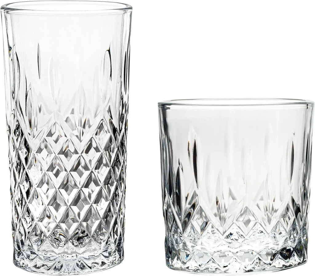 8 Piece Set Of Glasses, 4 Tall 12.25 Ounce And 4 Short 11.25 Ounce Whiskey Glasses V7836
