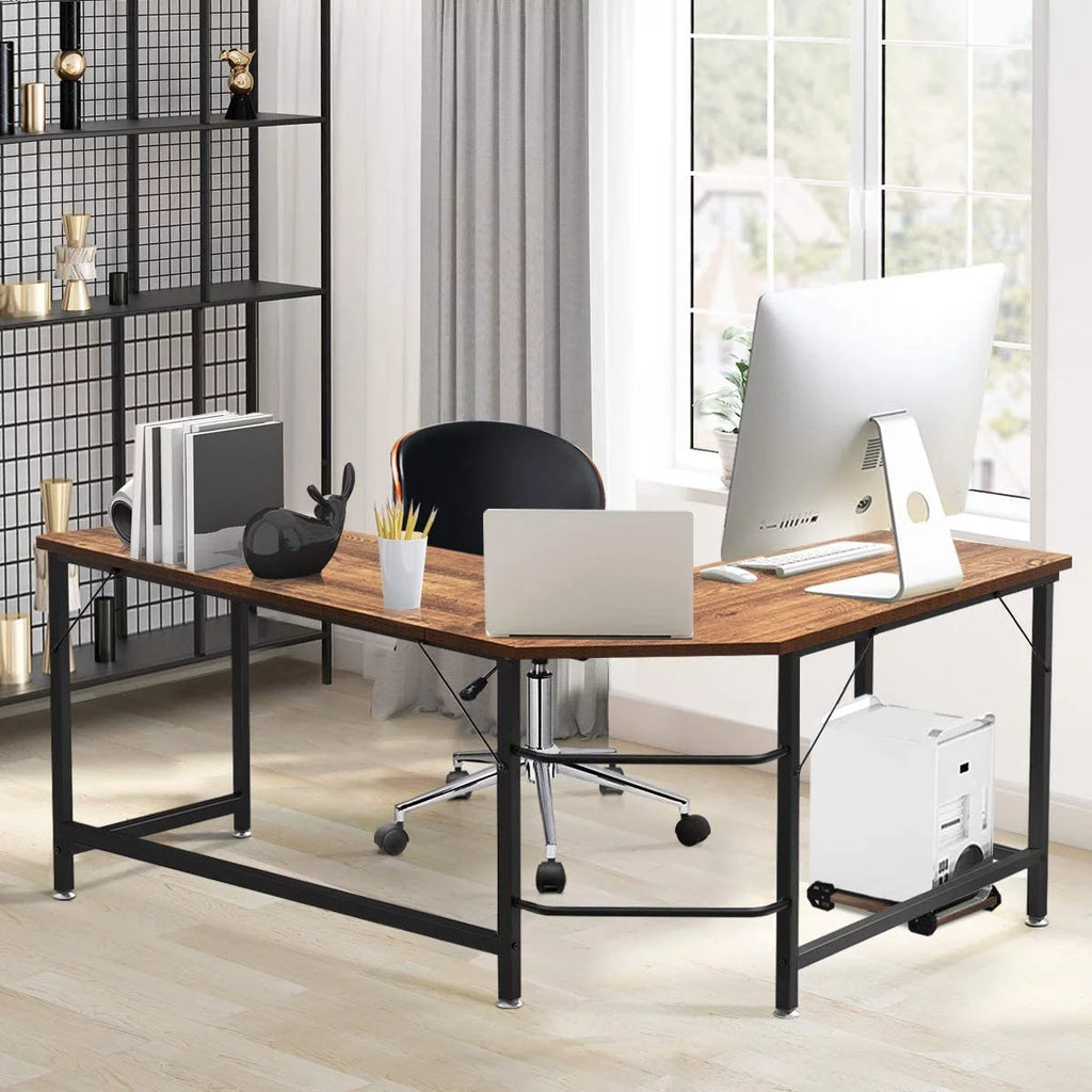 66 Inch L-Shaped Computer Desk with CPU Stand R631769