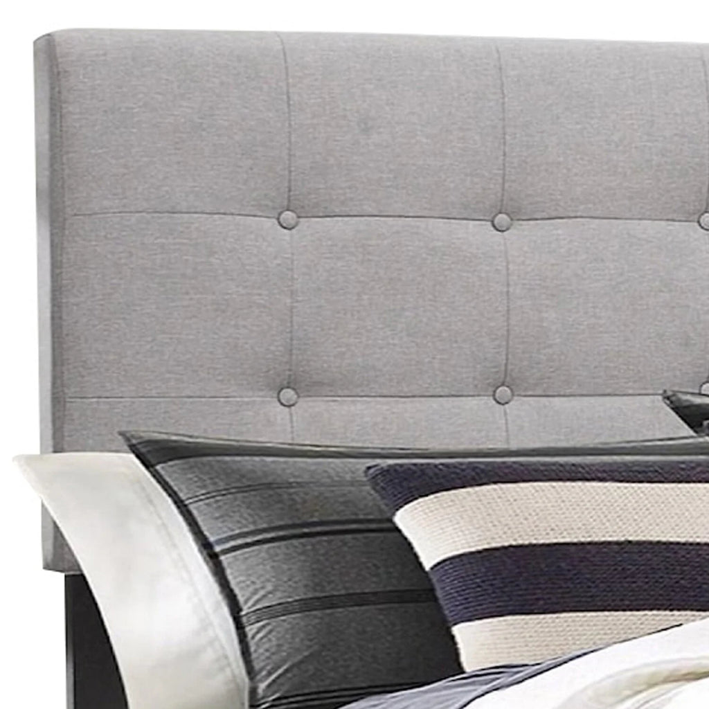 Queen Size Light Gray Button Tufted Wood Bed L406074
