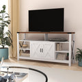 60" White Media Console with Rustic Oak Top J67585