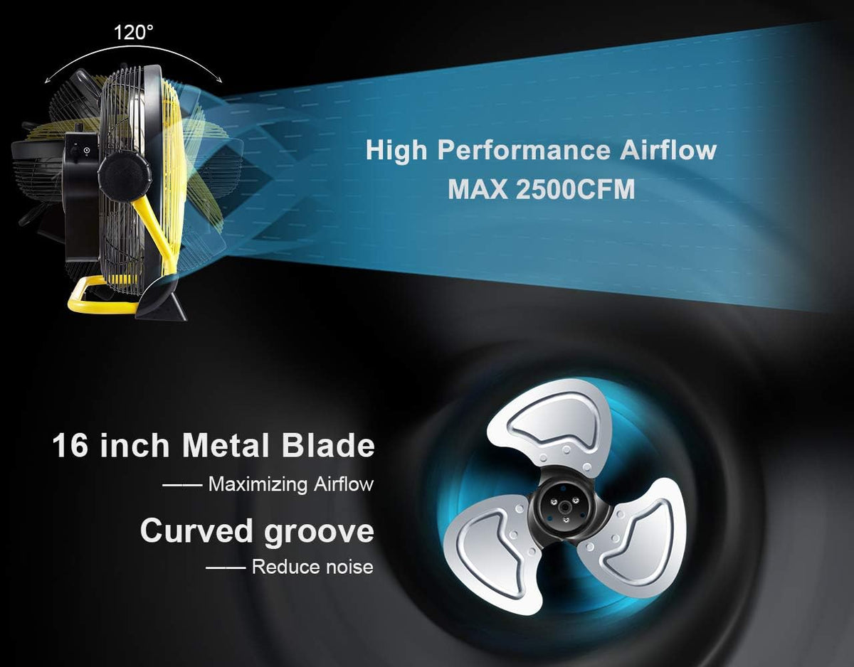 Rechargeable 16'' Portable Battery Operated High Velocity Floor Fan H91055