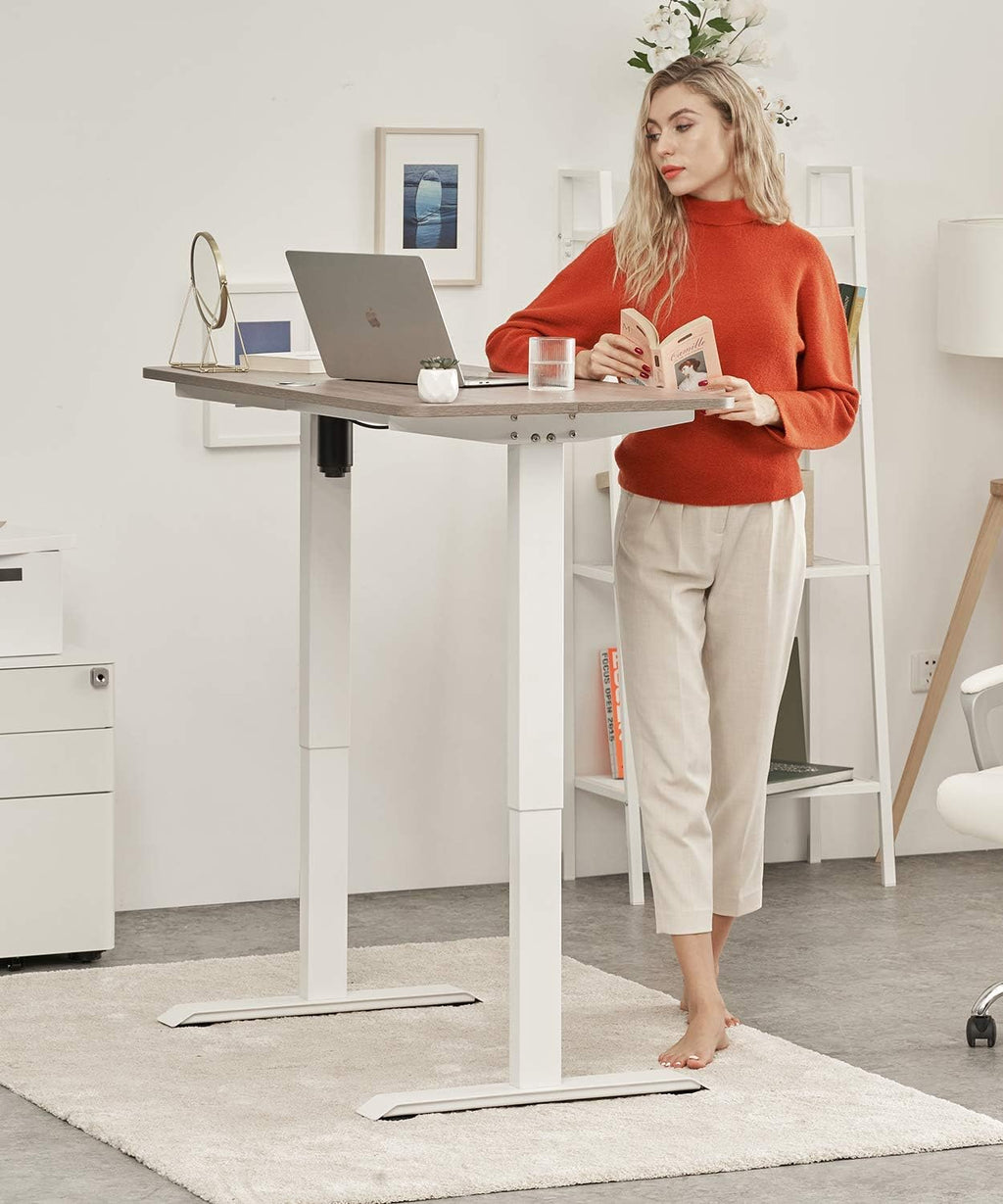 White Pneumatic Sit to Stand Laptop Desk with Lockable Wheels V533866