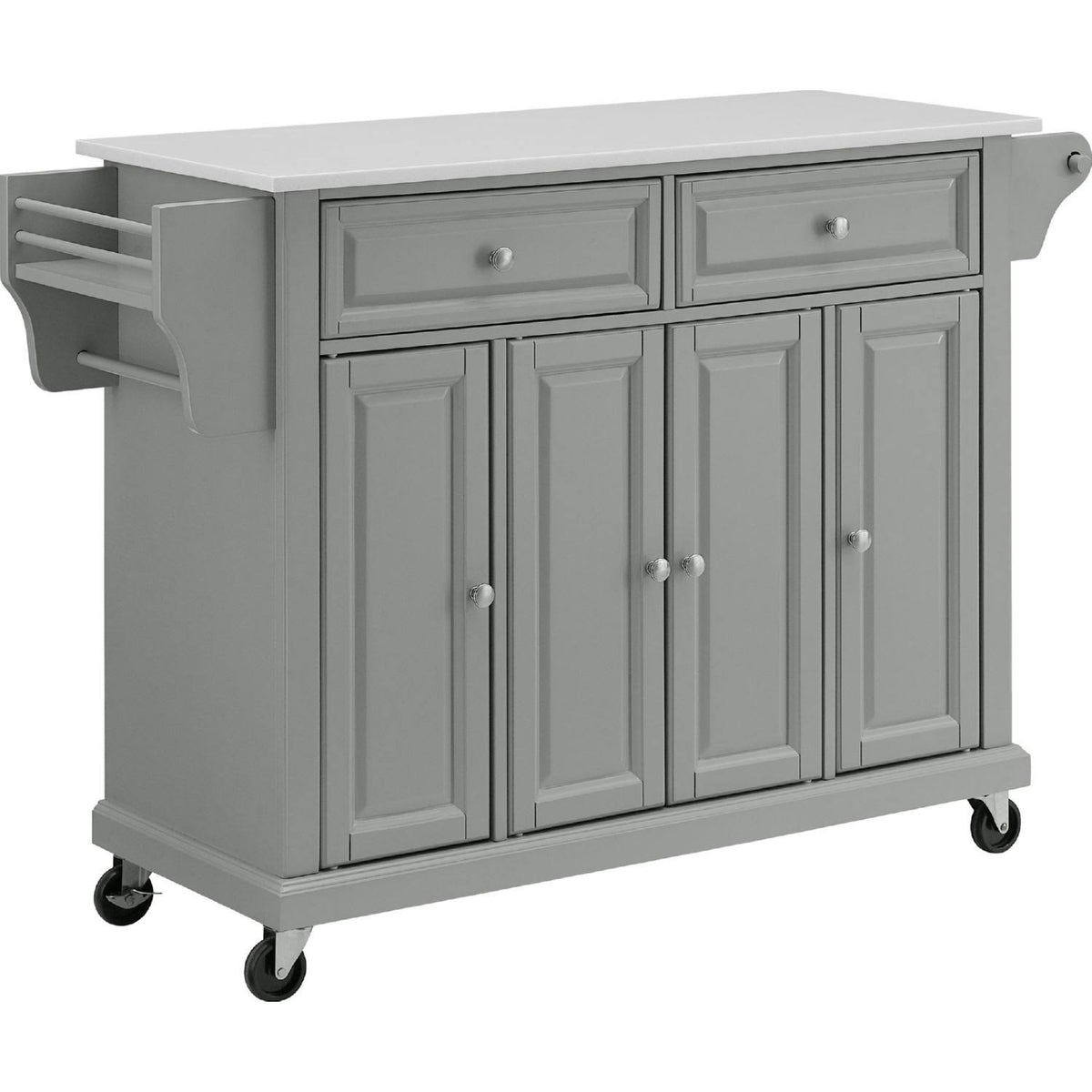 Full Size Granite Top Kitchen Cart/Island Gray/White F572