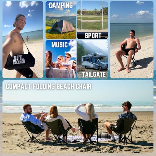 Portable Adjustable Height Folding Camping Chair Black J487185
