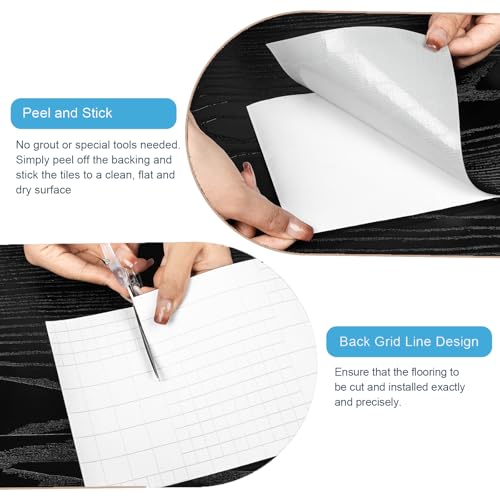 Peel and Stick Vinyl Floor Tile 20-Pack Black Wood Plank P738691