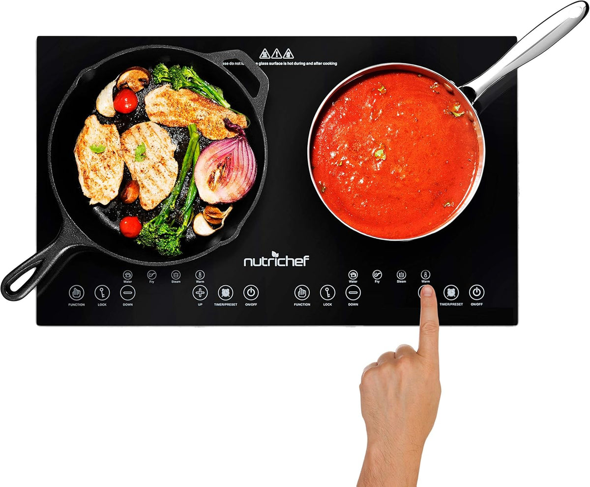 Double Induction Cooktop Portable 120V Digital Ceramic Dual Burner 1800 Watt K143
