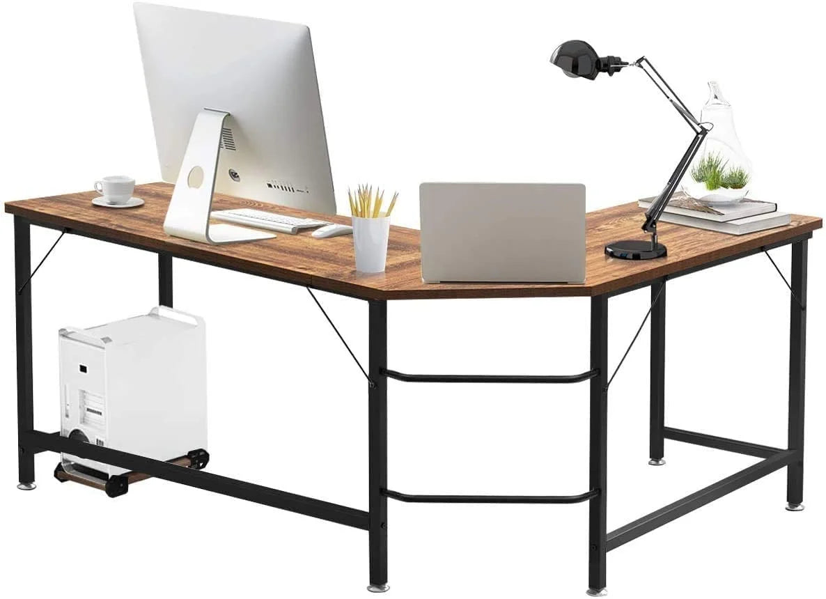 66 Inch L-Shaped Computer Desk with CPU Stand R631769