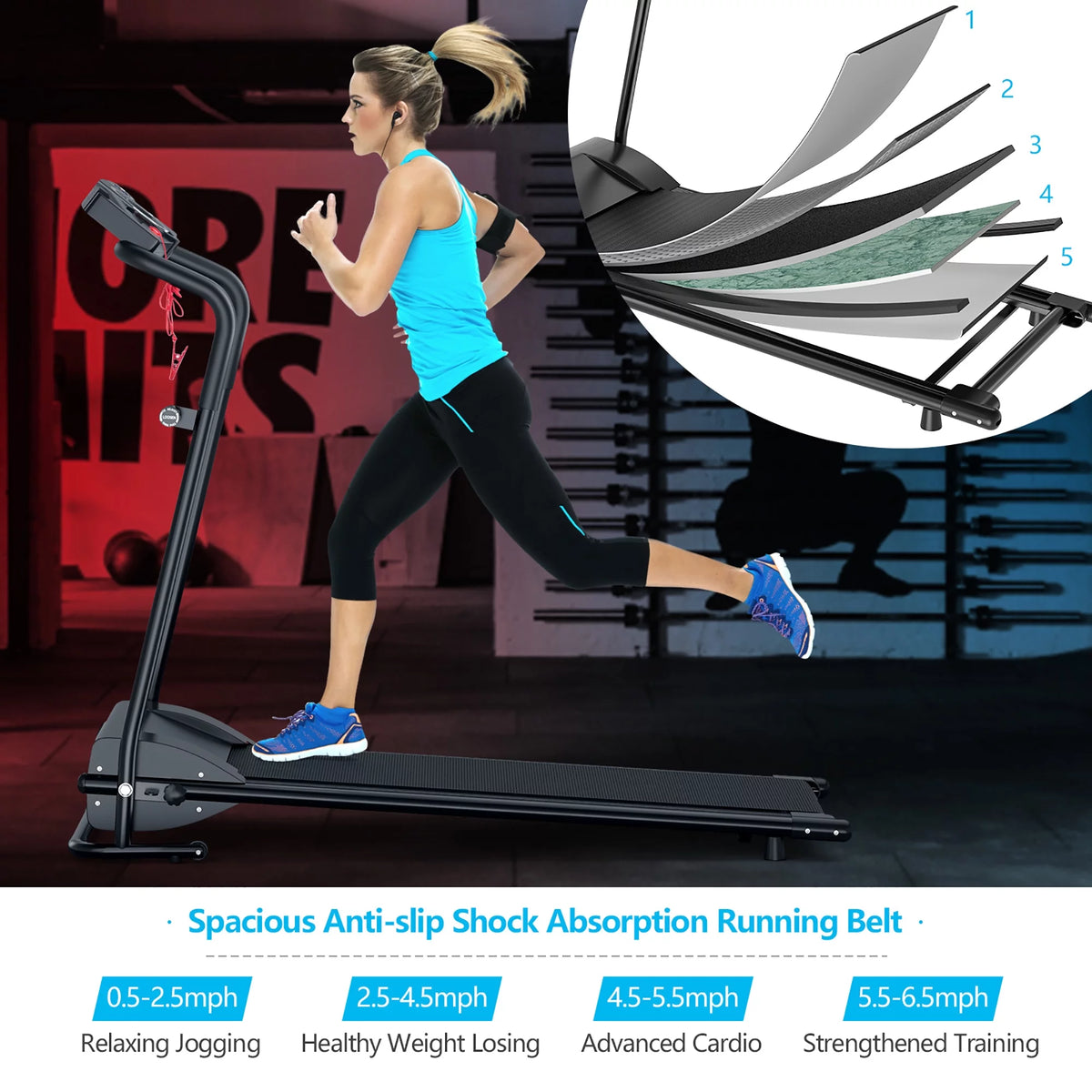 1HP Electric Folding Treadmill M24038