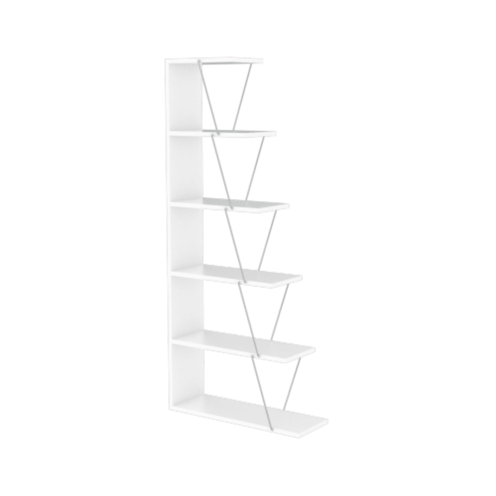 5 Tier White Ladder Bookshelf Z610287