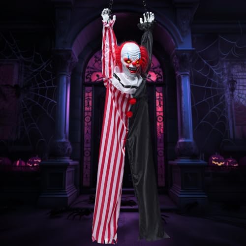 Hanging Scary Clown Decoration with LED Lights F31732