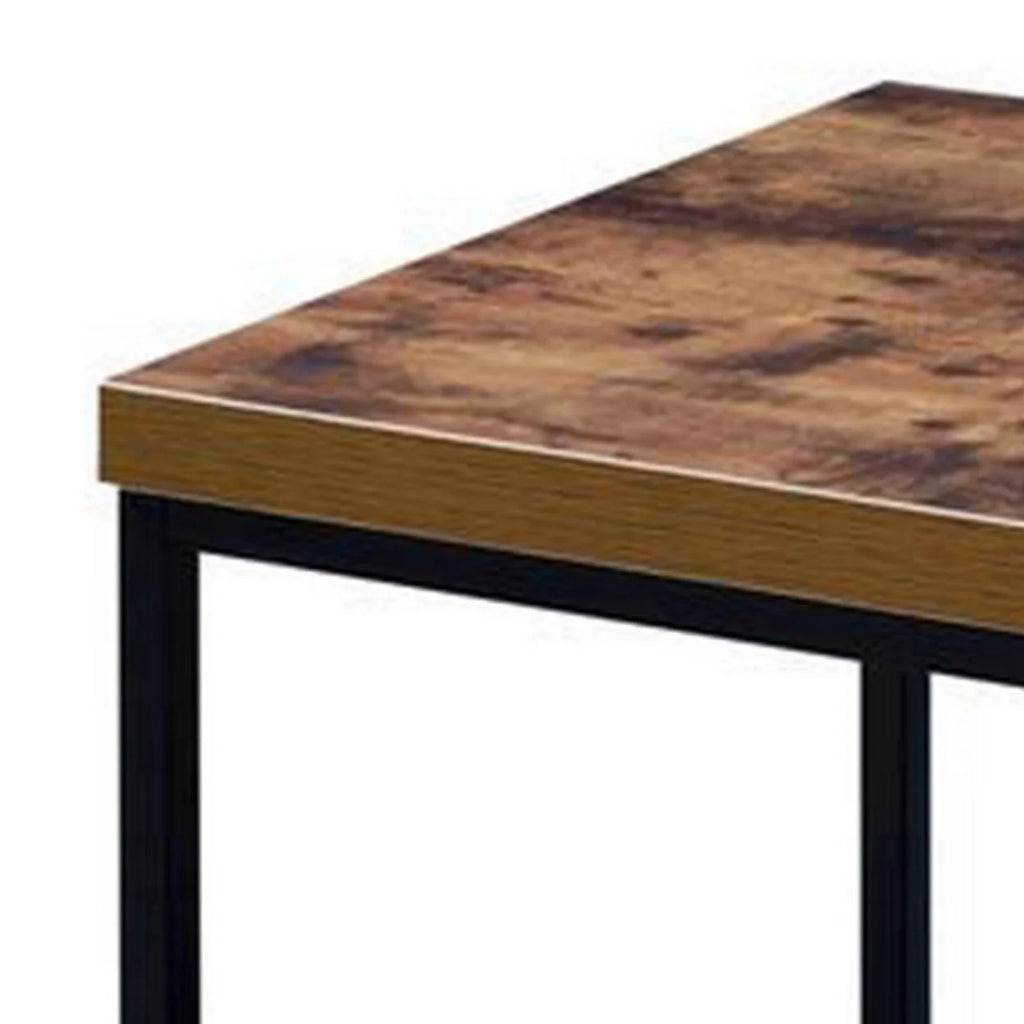 Brown and Black Wood and Metal End Table X296