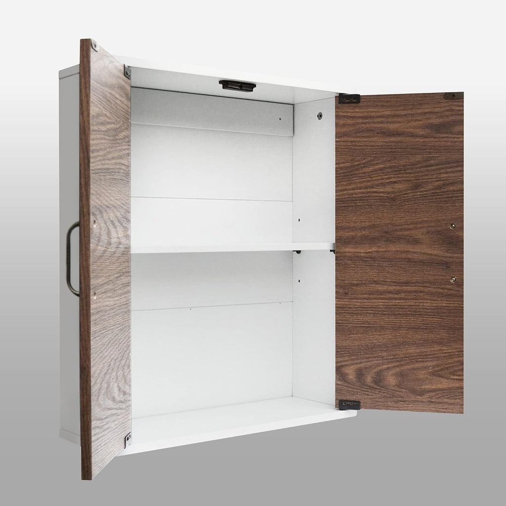 White Natural Wood Bathroom Cabinet W527