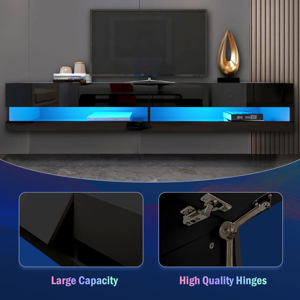 Black Wall Mounted Floating TV Stand up to 80 inch D67141