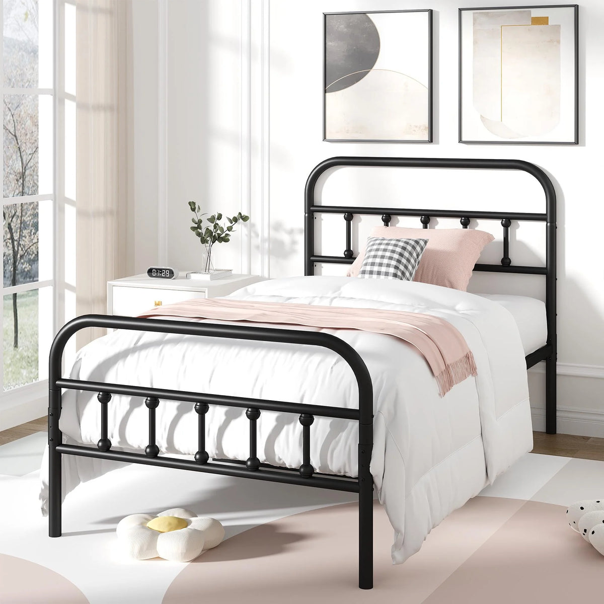 Full Size Metal Platform Bed Frame with Headboard L710549