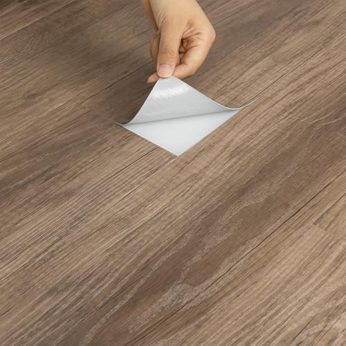 Peel and Stick Vinyl Floor Tile 20-Pack Black Wood Plank P738691