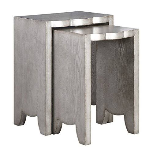 Silver Rustic Wood Nesting Table Set S23016