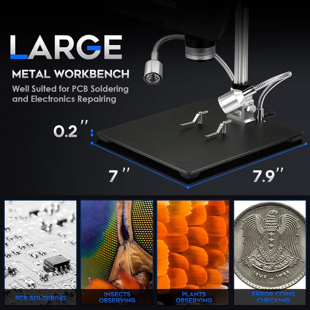 8.5'' Digital Microscope 50X-1300X UHD Video Microscope with 12MP Camera Sensor V6244