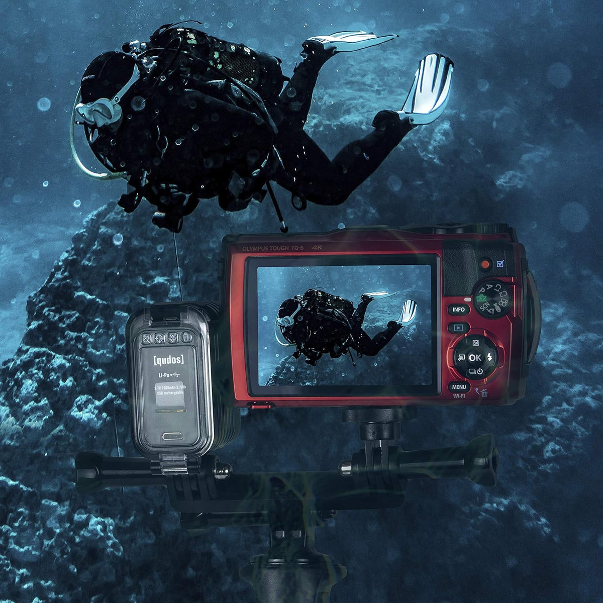 Red Digital Camera with Underwater LED Light and Carrying Case H538198