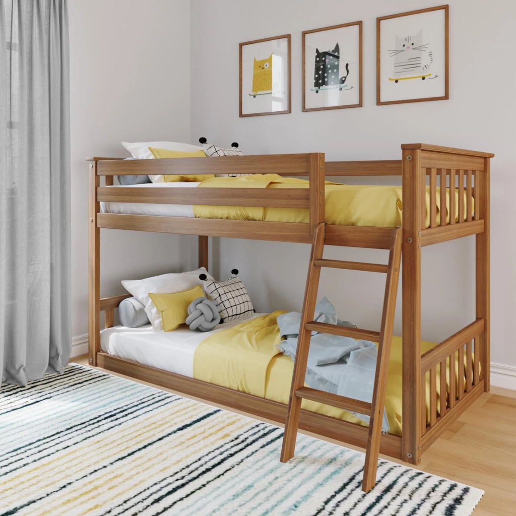 Twin over Twin Solid Wood Bunk Bed with Ladder G93262